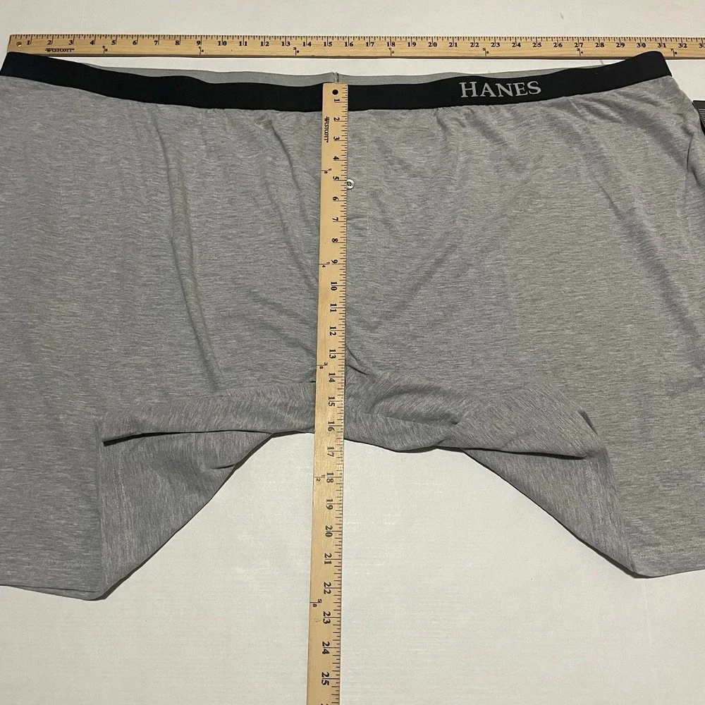 NWT Hanes Classics Cotton Blend Boxers Men's Plus‎ Size 7X Lot Of 2 Black Gray